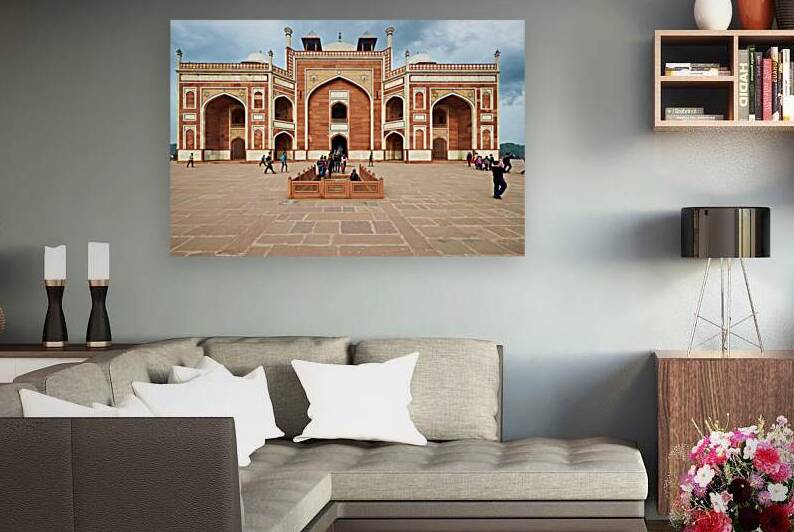 Visitors explore Humayuns Tomb in Delhi India during the day by Marco Brivio