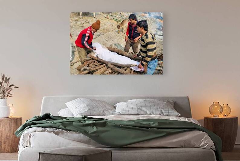 Hindu cremation rites by the Ganges river in Varanasi India by Marco Brivio