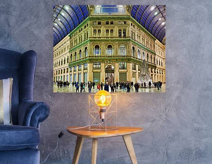 Visitors explore Galleria Umberto I in Naples during a busy day by Marco Brivio