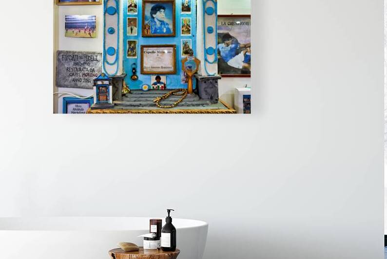 Maradona shrine in a bar in Spaccanapoli Naples Italy by Marco Brivio