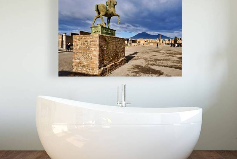 Exploring the ruins of Pompeii with Mount Vesuvius in the backgr by Marco Brivio