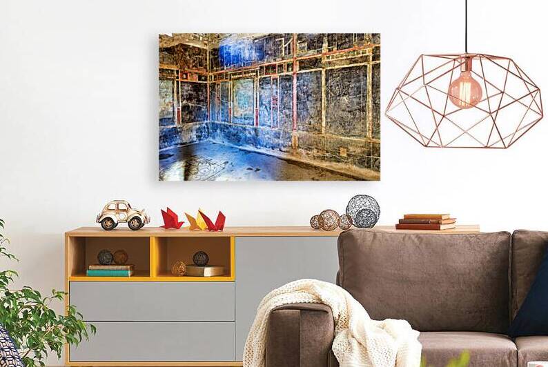 Exploring wall paintings in a room in Pompeii Naples Campania I by Marco Brivio