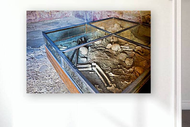 Pompeii ancient remains shown in glass display in Naples Italy by Marco Brivio