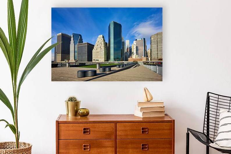 Manhattan skyline view with skyscrapers and waterfront area by Marco Brivio