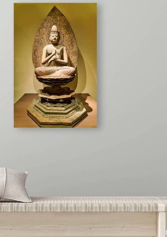 Sculpture of buddha in asian art gallery in metropolitan museum  by Marco Brivio