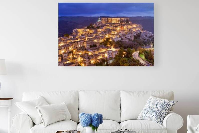Panorama view of Ragusa Ibla old town during sunset in Sicily by Marco Brivio