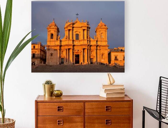 Noto Cathedral stands tall during sunset in Noto Sicily by Marco Brivio