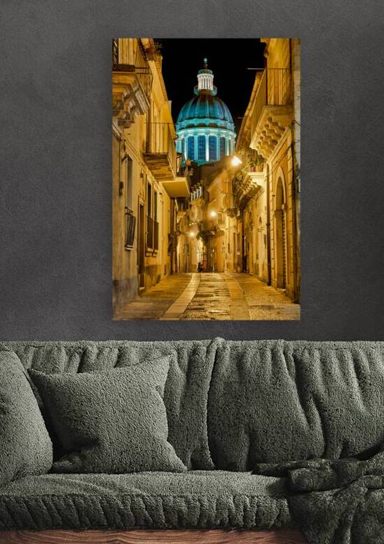 Duomo of San Giorgio shines at night in Modica Sicily Italy by Marco Brivio