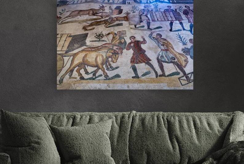 Mosaics show hunting scenes at Villa Romana del Casale in Sicily by Marco Brivio