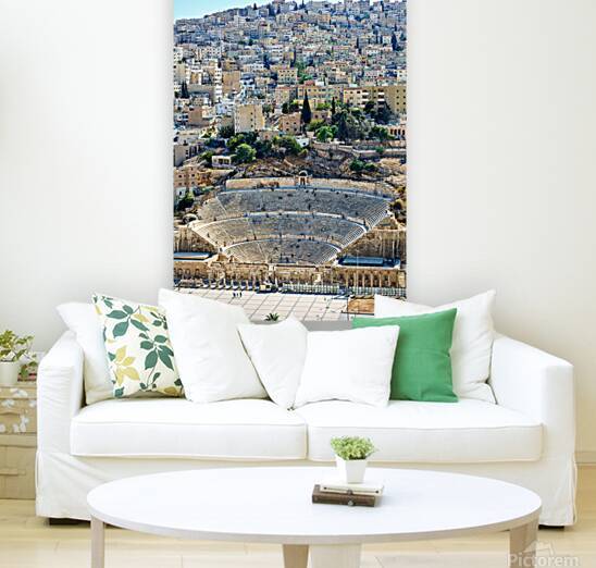 View of Roman Theater in Amman Jordan surrounded by city by Marco Brivio