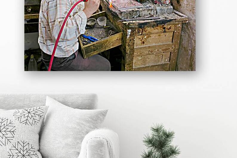 Goldsmith working in his workshop in Fez Morocco by Marco Brivio