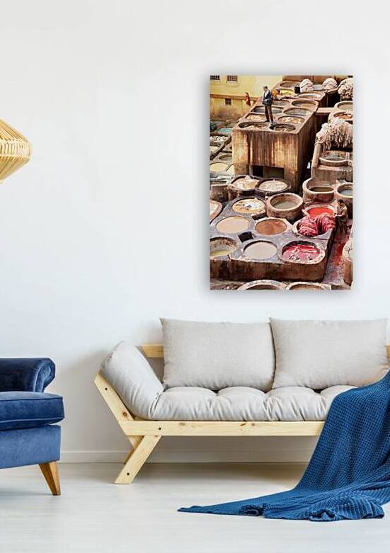 Workers at Chouara Tannery in Fez Morocco during the day by Marco Brivio