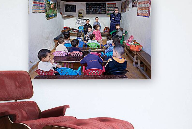 Children learn in a school classroom in Fez Morocco by Marco Brivio