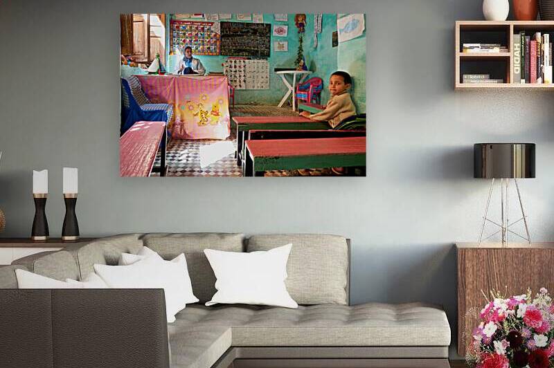 Classroom scene in Fez Morocco with teacher and student present by Marco Brivio