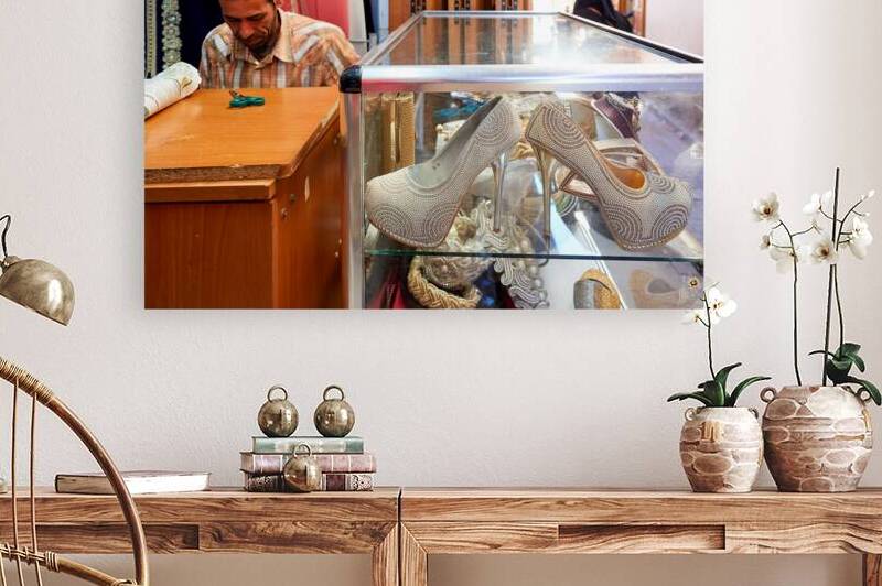 Fashion shoes for women displayed in Fez Medina market by Marco Brivio