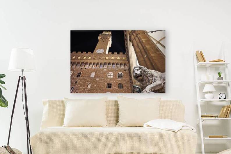 View of Palazzo Vecchio in Piazza Signoria at night in Florence by Marco Brivio