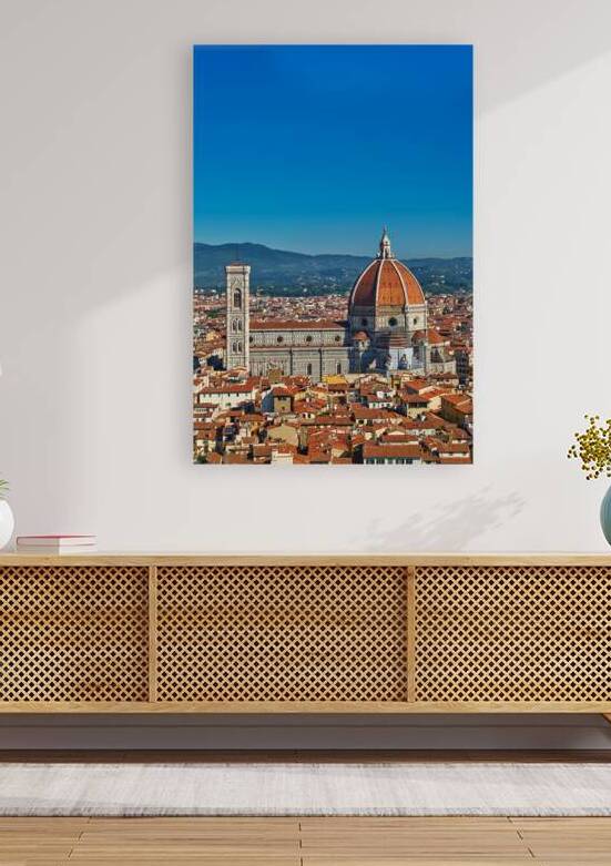 Sky view of Florence with dome and bell tower in Tuscany Italy by Marco Brivio