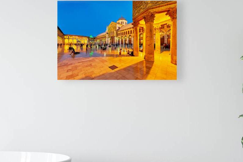 Visitors enjoy evening time at Umayyad Mosque in Damascus Syria by Marco Brivio