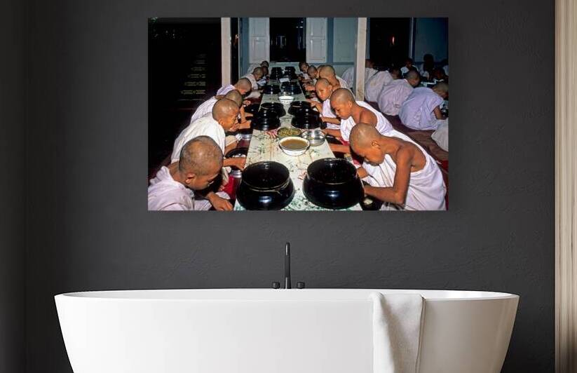 Monks having lunch in Mandalay during the day by Marco Brivio