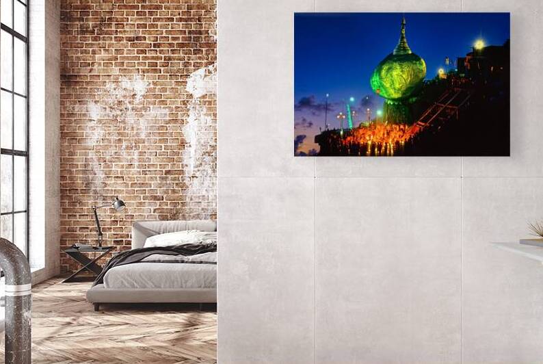 Tourists visiting Kyaiktiyo Pagoda and Golden Rock in Myanmar at by Marco Brivio