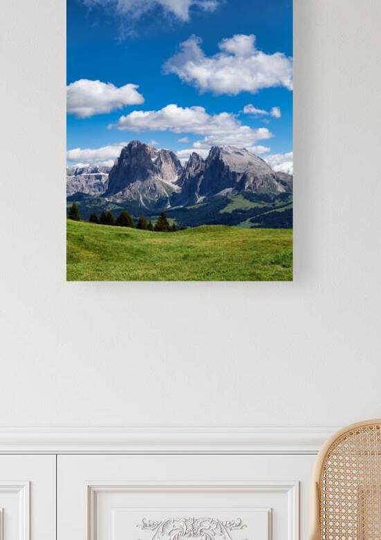 Panoramic view of Sassolungo mountain peak in Val Gardena Italy by Marco Brivio