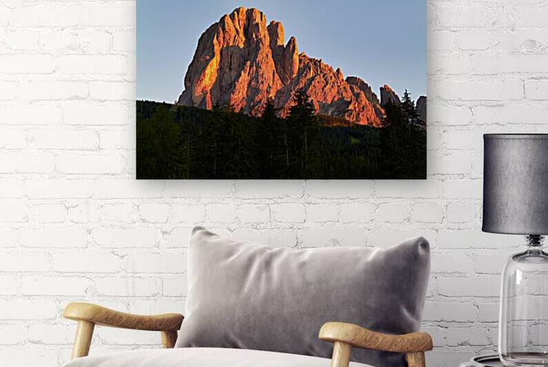 Sunset over sassolungo in val gardena dolomites italy by Marco Brivio