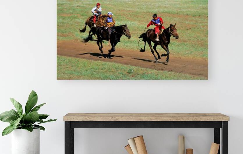 Horse racing at Naadam festival in Ulaanbaatar Mongolia by Marco Brivio