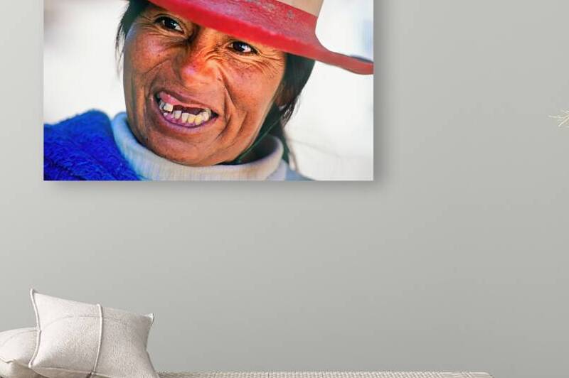 Portrait of an expressive woman in a red hat from Argentina by Marco Brivio