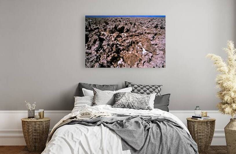 Salt encrusted desert floor under a bright blue sky. by Marco Brivio