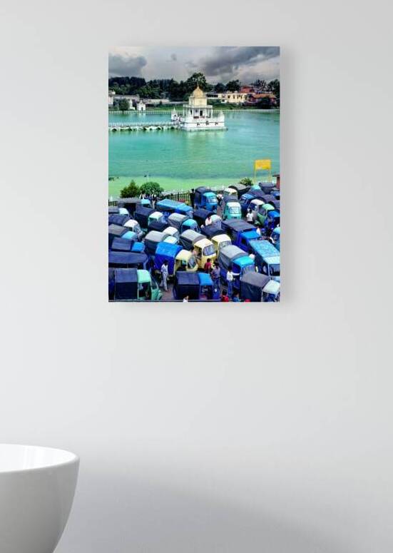 Traffic and people near Rani Pokhari in Kathmandu Nepal by Marco Brivio