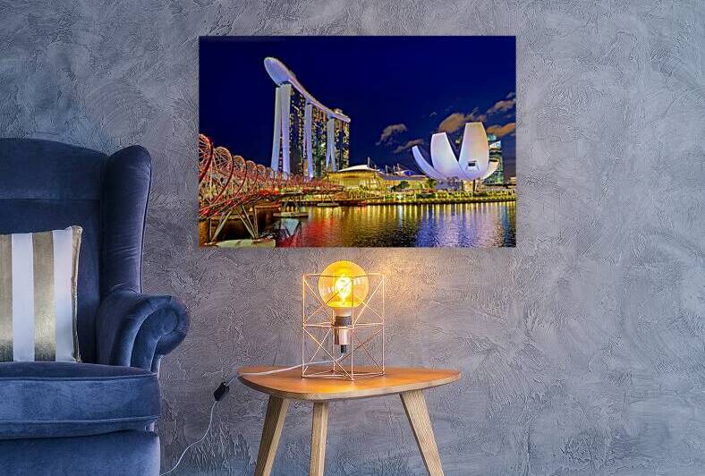 Sunset at marina bay sands artscience museum and helix bridge by Marco Brivio