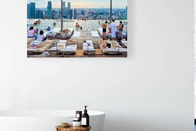 Visitors enjoy Infinity Pool at Marina Bay Sands in Singapore by Marco Brivio