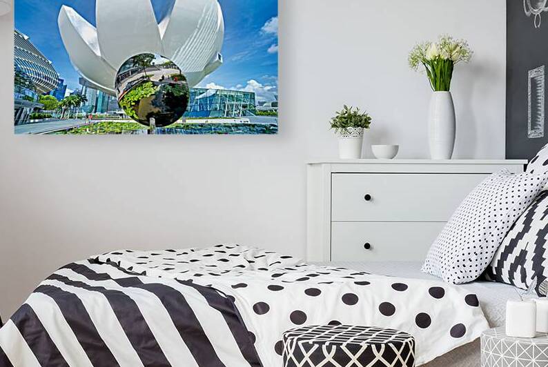 Visitors enjoy the view of ArtScience Museum and skyline in Sing by Marco Brivio