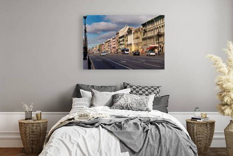 Nevsky Prospekt in St. Petersburg with traffic and buildings by Marco Brivio