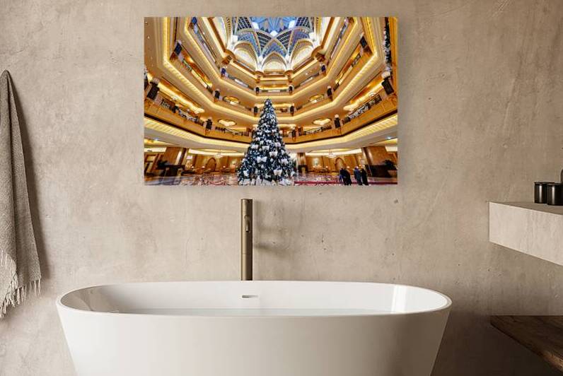 People walk around the Emirates Palace Hotel lobby in Abu Dhabi by Marco Brivio