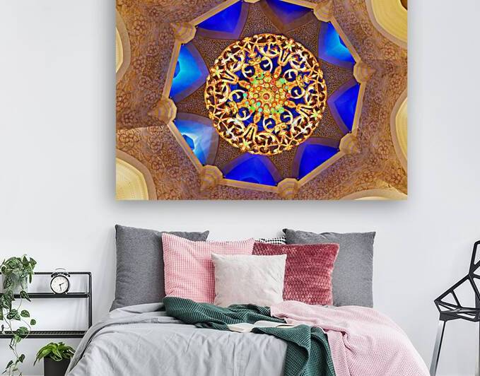 Intricate ceiling design at Sheikh Zayed Grand Mosque by Marco Brivio