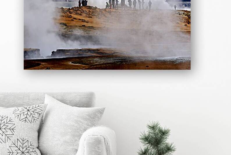 Visitors exploring the hverir hot springs in Iceland by Marco Brivio