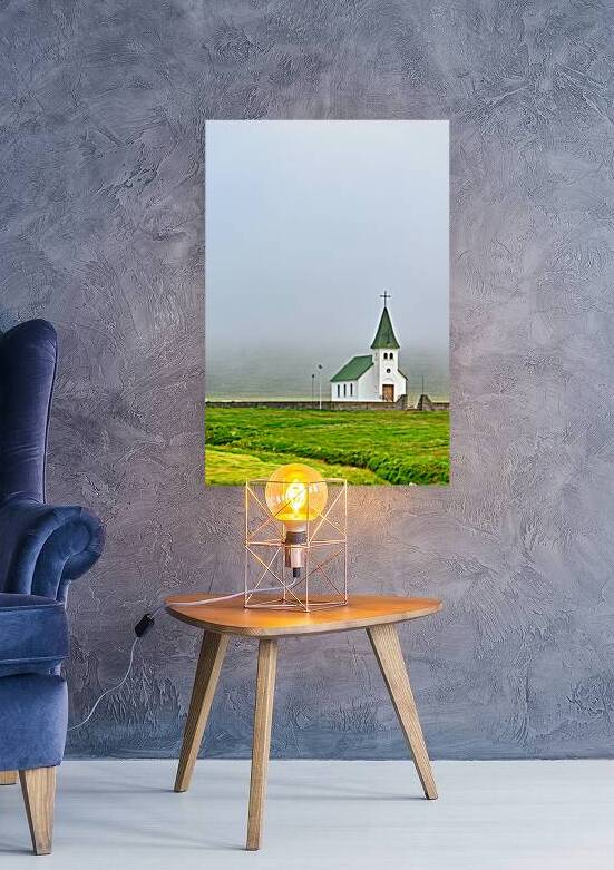 Visit tjarnarkirkja church in Iceland on a foggy day by Marco Brivio