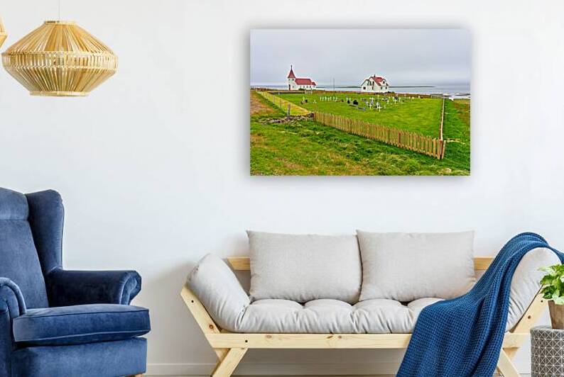 Prestbakkakirkja church and graveyard in Iceland by the sea by Marco Brivio