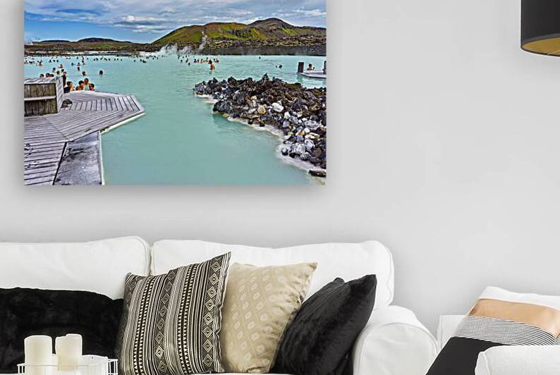 Visitors enjoy water at Blue Lagoon spa in Grindavik Iceland by Marco Brivio
