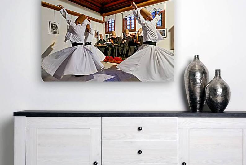 Whirling dervishes perform in Istanbul during sufi ceremony by Marco Brivio