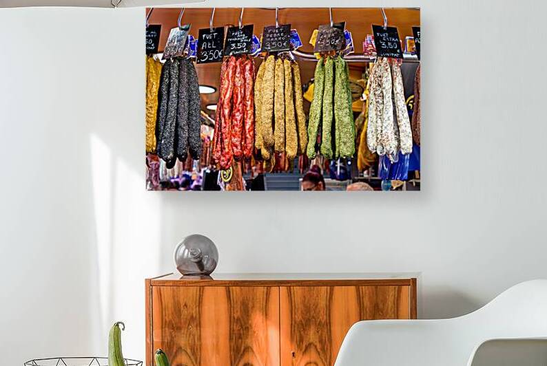 Colorful sausages at Mercat de Sant Josep Barcelona by Marco Brivio