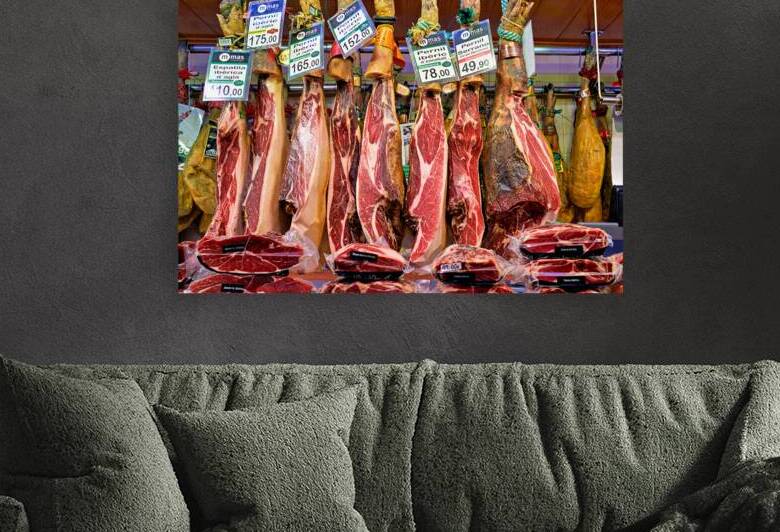 Jamon Iberico displayed in Mercat de Sant Josep de la Boqueria by Marco Brivio