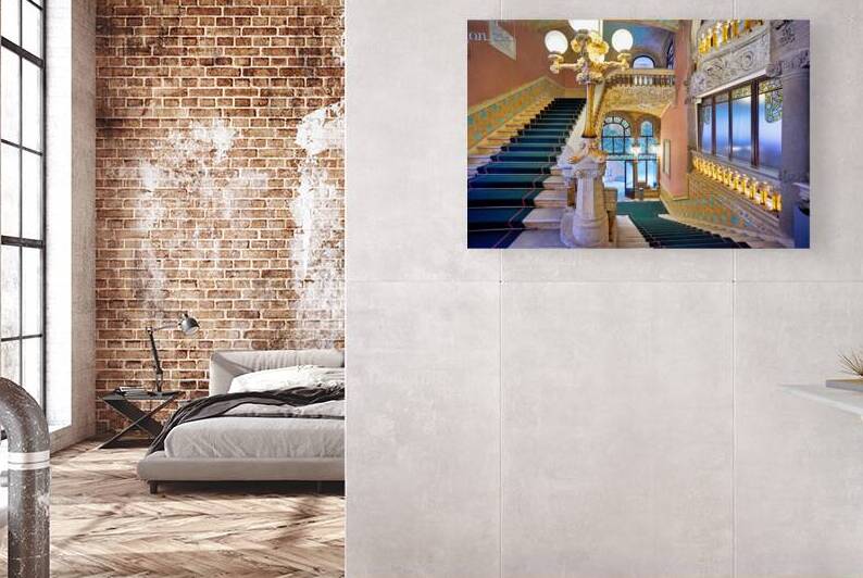 Stairs and decoration inside Palau de la Musica Catalana by Marco Brivio