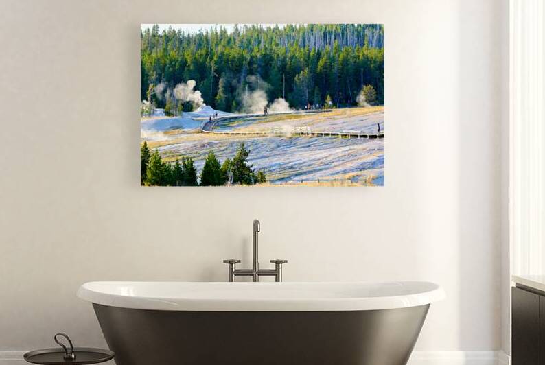 People explore the boardwalks in Upper Geyser Basin by Marco Brivio