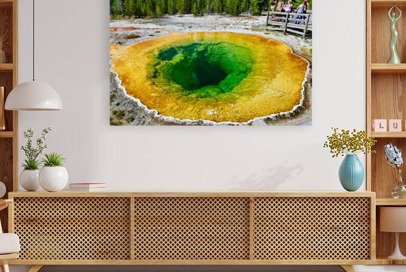 Visitors explore Morning Glory Pool in Yellowstone National Park by Marco Brivio