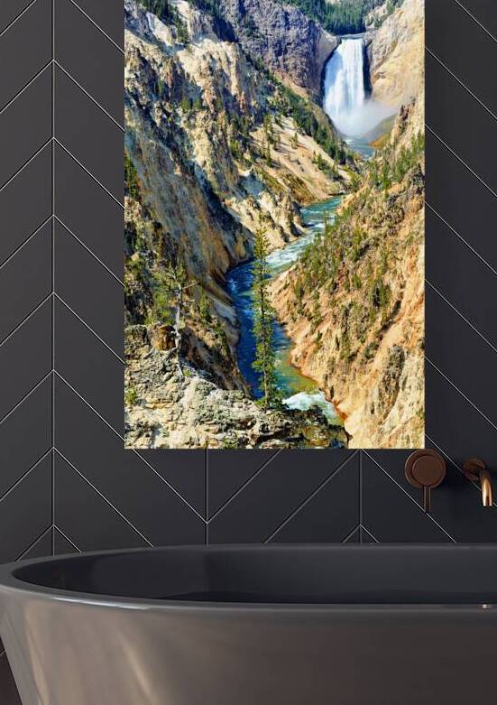 View of Grand Canyon in Yellowstone National Park with waterfall by Marco Brivio