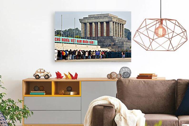 Visitors wait in line at Ho Chi Minh Mausoleum in Hanoi by Marco Brivio
