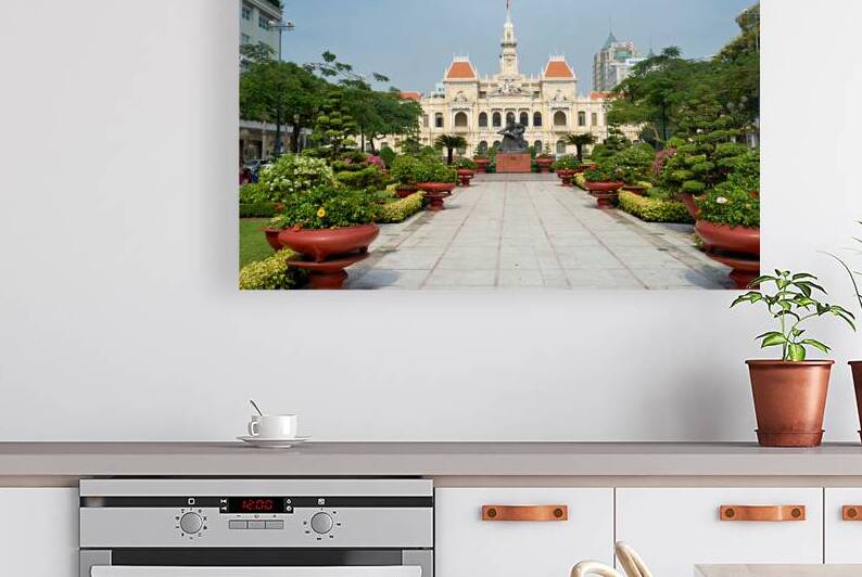 Ho Chi Minh City Hall and gardens in Saigon with statue by Marco Brivio