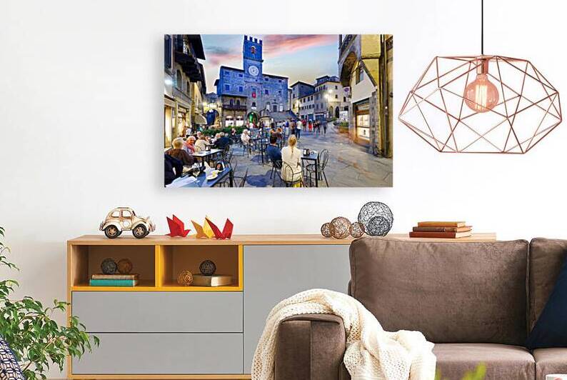 Palazzo del Popolo in Cortona Tuscany during sunset hours by Marco Brivio